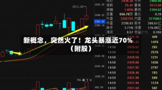新概念，突然火了！龙头暴涨近70%（附股）