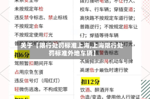 关于【限行处罚标准上海,上海限行处罚标准外地车辆】
