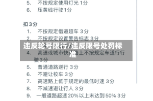违反轮号限行/违反限号处罚标准