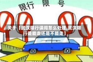 关于【武汉限行误闯怎么处理,武汉限行是能走还是不能走】