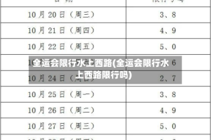 全运会限行水上西路(全运会限行水上西路限行吗)