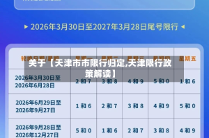 关于【天津市市限行归定,天津限行政策解读】