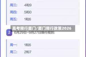 高考限行厦门/厦门限行政策2026
