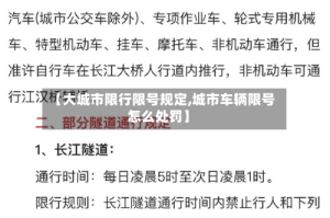 【大城市限行限号规定,城市车辆限号怎么处罚】