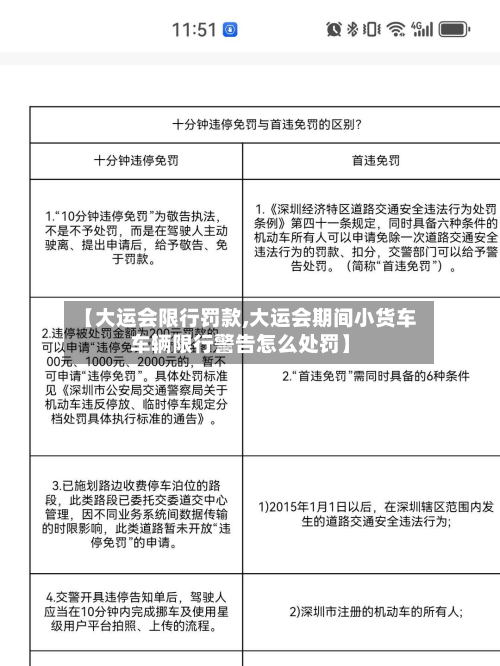 【大运会限行罚款,大运会期间小货车车辆限行警告怎么处罚】-第1张图片