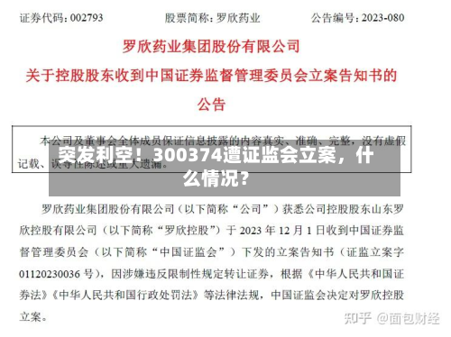 突发利空！300374遭证监会立案	，什么情况？-第2张图片