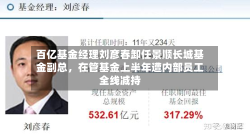 百亿基金经理刘彦春卸任景顺长城基金副总，在管基金上半年遭内部员工全线减持-第2张图片
