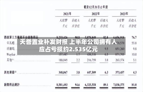 天誉置业补发财报 上半年公司拥有人应占亏损约2.535亿元-第1张图片