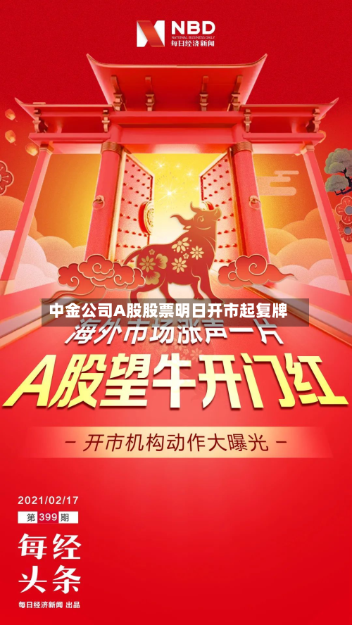 中金公司A股股票明日开市起复牌-第1张图片