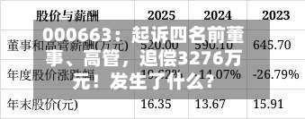 000663：起诉四名前董事、高管，追偿3276万元！发生了什么？-第1张图片