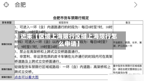 近来【区域上海限行区域上海限行怎么申请】-第1张图片